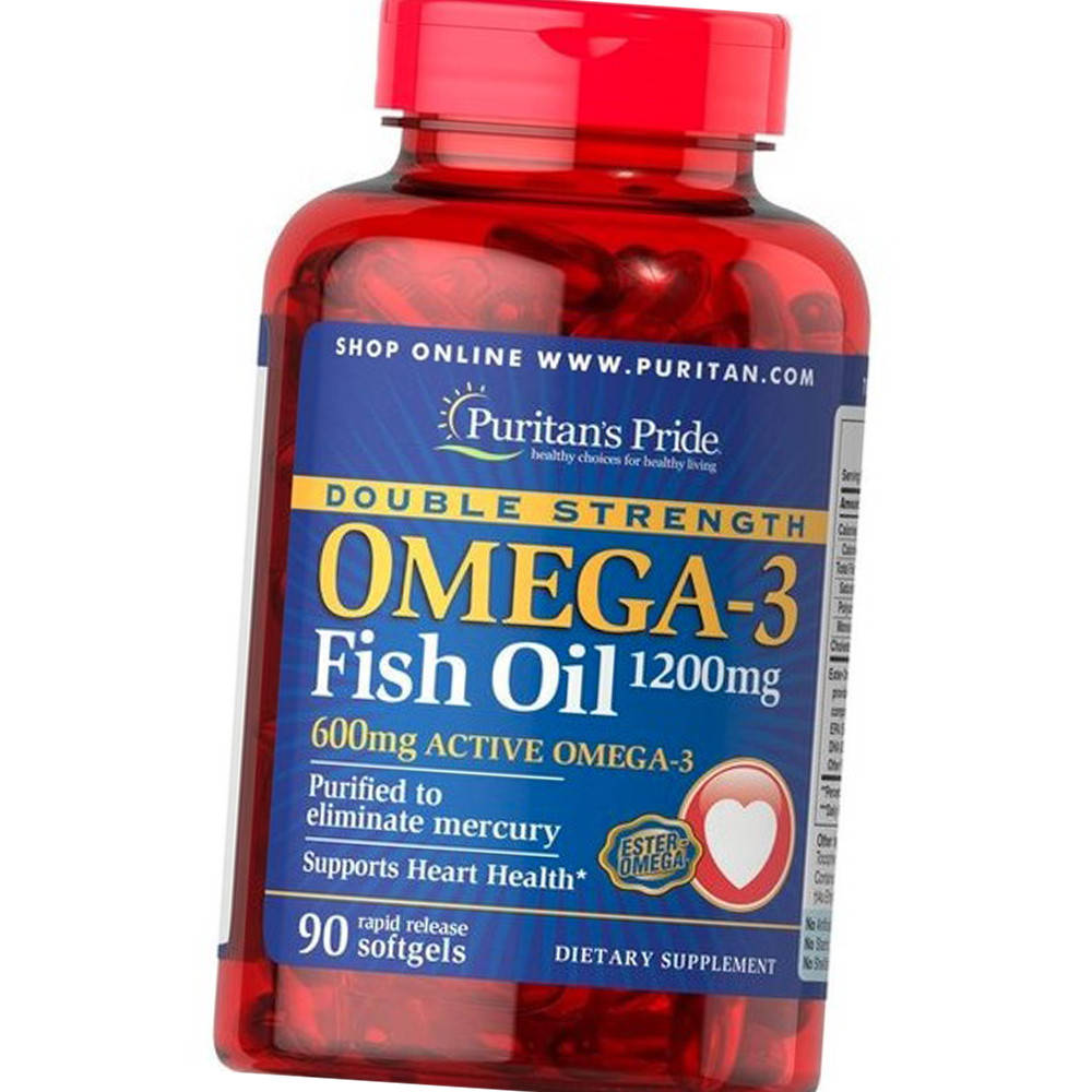 

Жирные кислоты Омега 3 Omega-3 Fish Oil 1200 mg Puritan's Pride double strength 90 гел капс рыбий жир