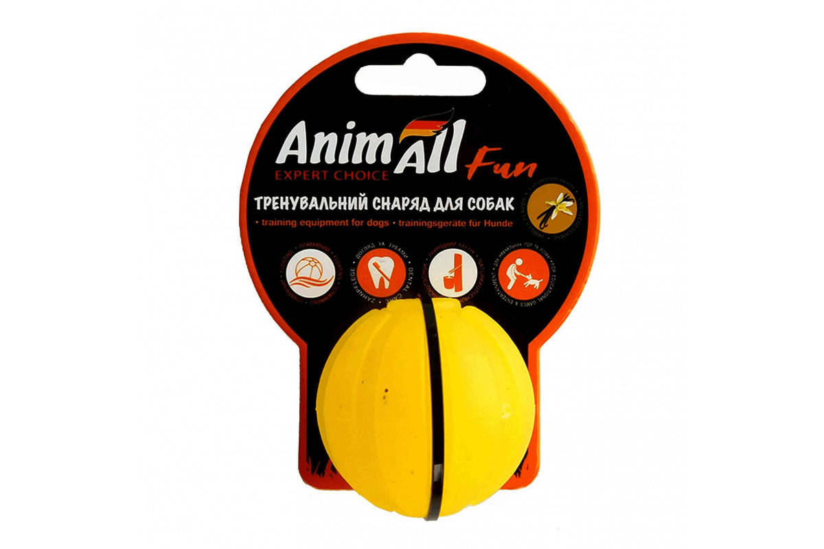 

Игрушка AnimAll Fun тренировочный мяч для собак, 5 см, желтая, Желтый
