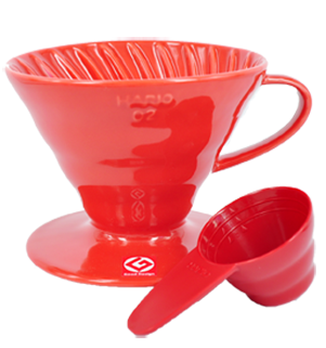 

Пуровер Hario V60 01 красный керамический для заваривания кофе на 1-2 чашки