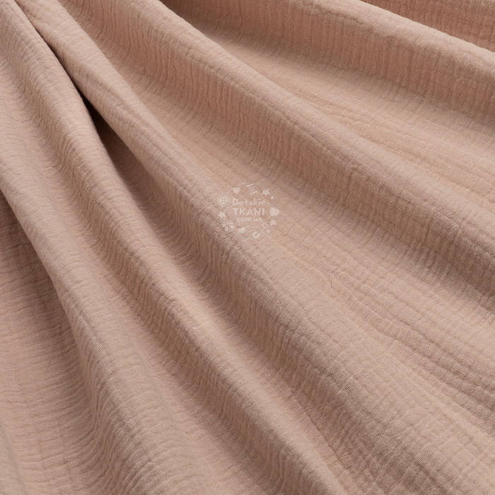 

Муслин однотонный двухслойный жатый, цвет светлый капучино, ширина 135 см, Бежевый