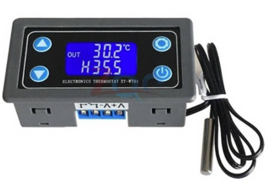 

Регулятор температуры цифровой XY-WT01 с коррекцией температурного датчика 6 – 30 В DC 10 А, Черный