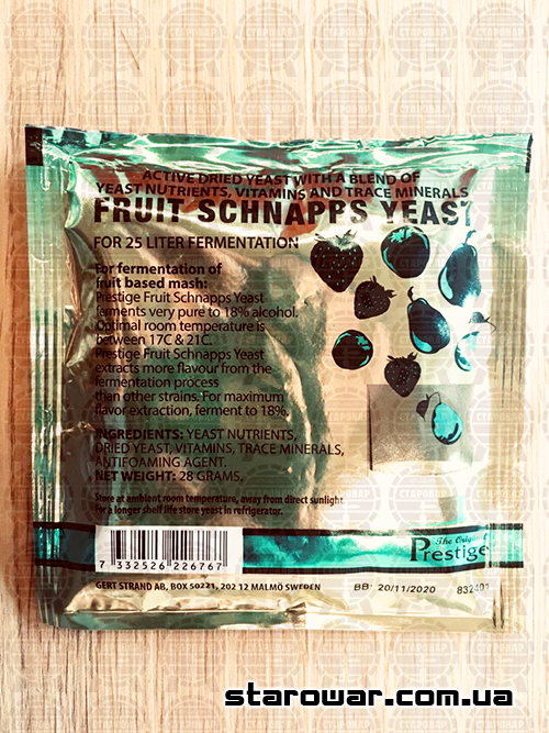 

Prestige Дрожжи Fruit Schnapps для фруктов и ягод