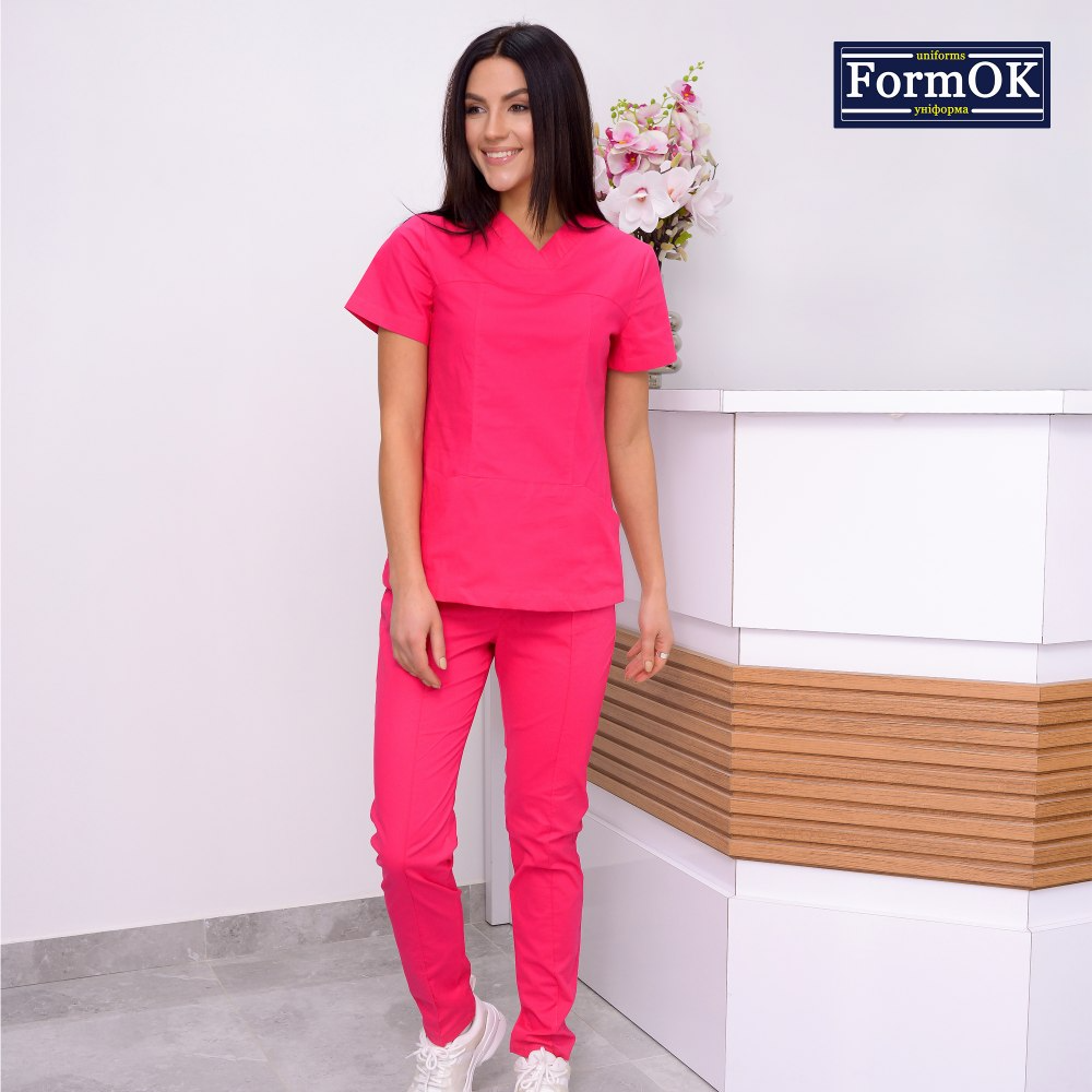 

Женский медицинский костюм FormOK Avicenna elit с коротким рукавом Малиновый Украина