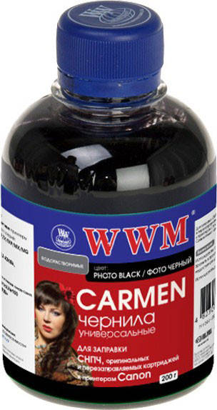 

Чернила WWM Canon Universal CARMEN, CLI-8B/36/426B/521B, Photo Black, 200 г (CU/PB)