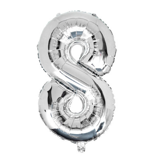 

Шарик Цифра "8" () цвет серебро