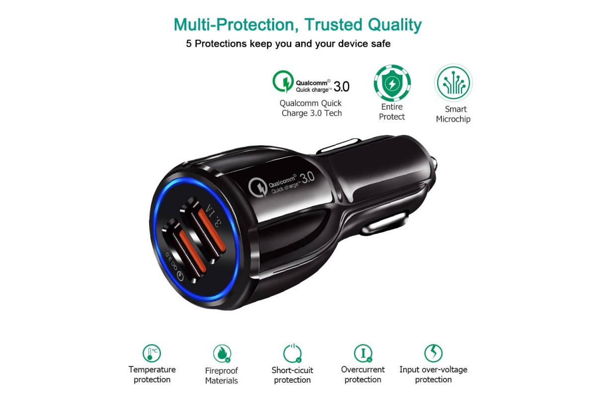 

Автомобильное зарядное устройство SY-681 Quick Charge 3.0 (2 USB-порта)