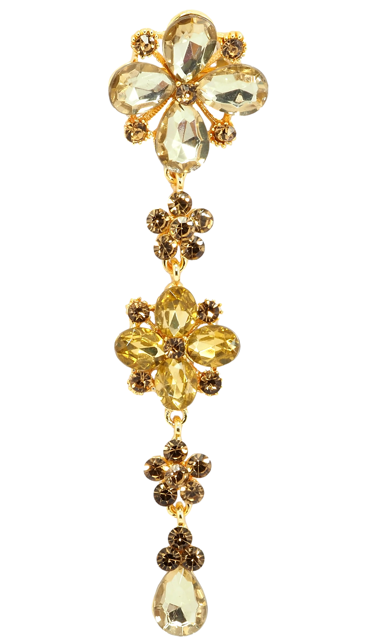 

Брошь "Цветочная подвеска с золотистыми стразами"