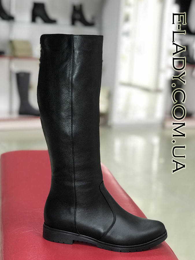 

Черные зимние сапоги из натуральной кожи низкий ход, Черный