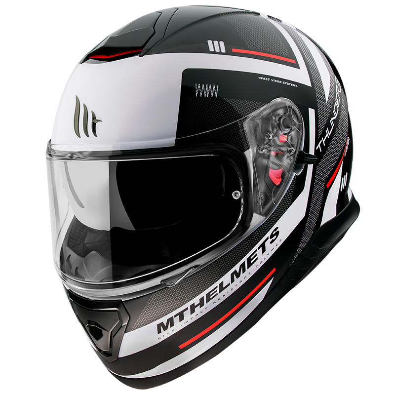 

Мотошлем MT THUNDER 3 SV Carry Gloss Pearl White, Черный