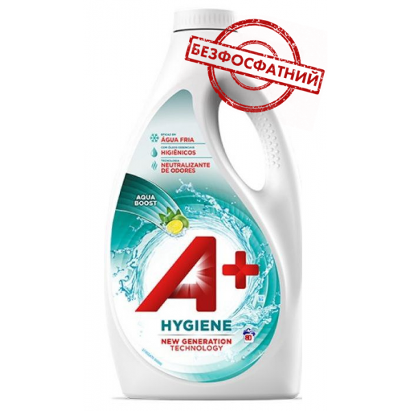 

Гель для стирки А+ Hygiene Универсальный, 4 л (80 стирок)