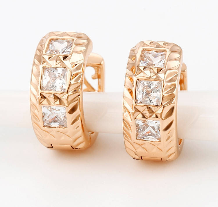 

Серьги Массивные, с кубическим цирконием, позолота Xuping, 18К