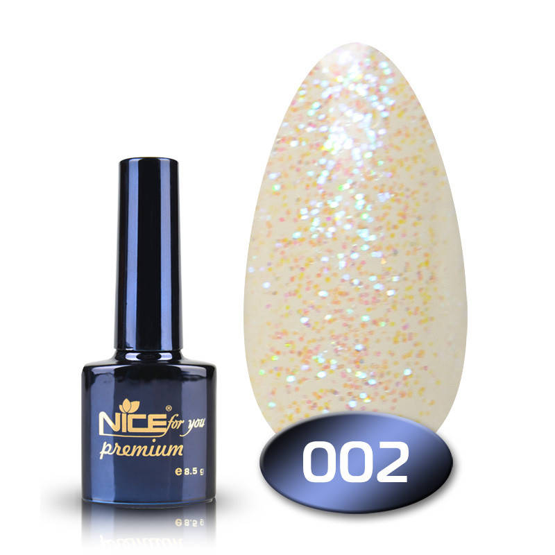 

Гель-лак Nice for you Premium 002 прозрачный с перламутровыми блестками 8,5 мл