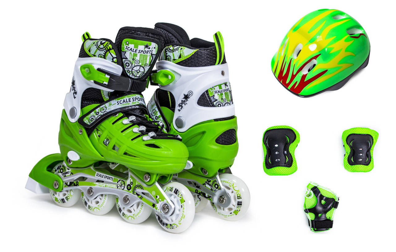 

Детские Ролики + Шлем + Защита Scale Sports Green размер 29-33, 34-37, 38-42, Зелёный