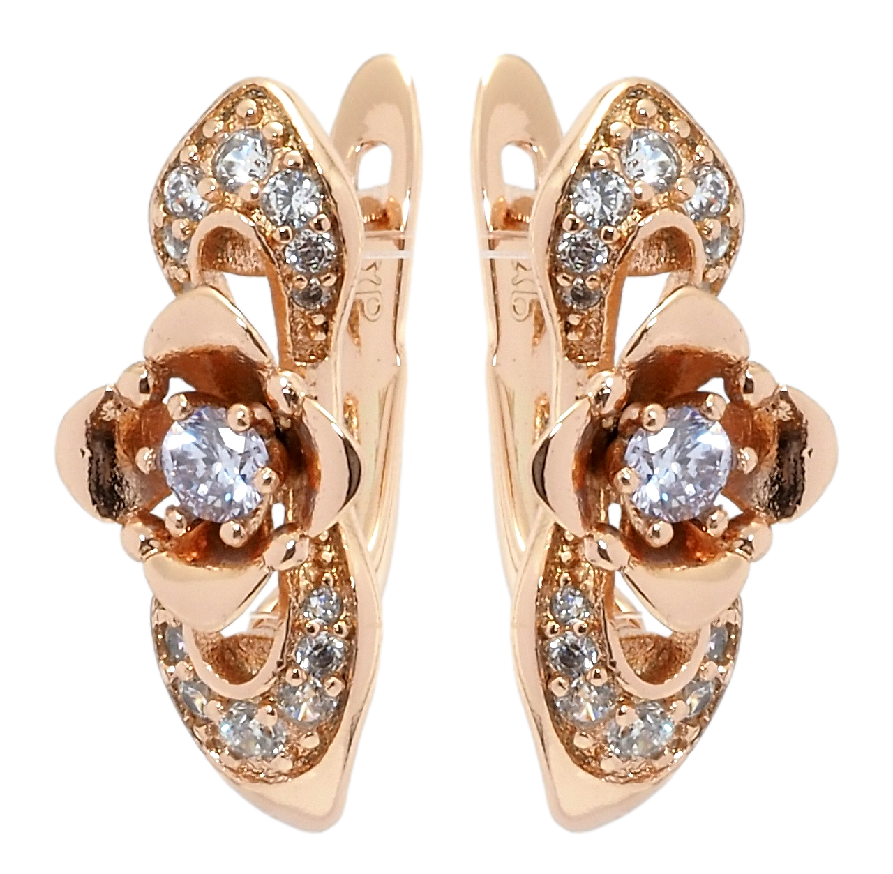 

Серьги Xuping Позолота РО английский замок "Цветочки с цирконием"