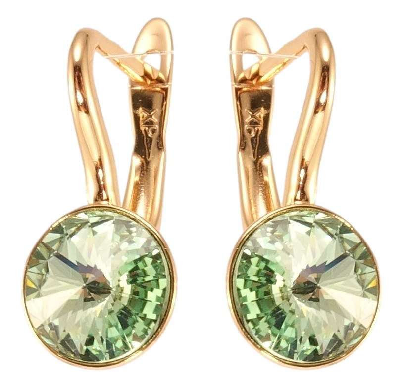 

Серьги Xuping Позолота 18K с кр-ми Swarovski английский замок "Кристаллы Peridot на дужках, ø 9мм"