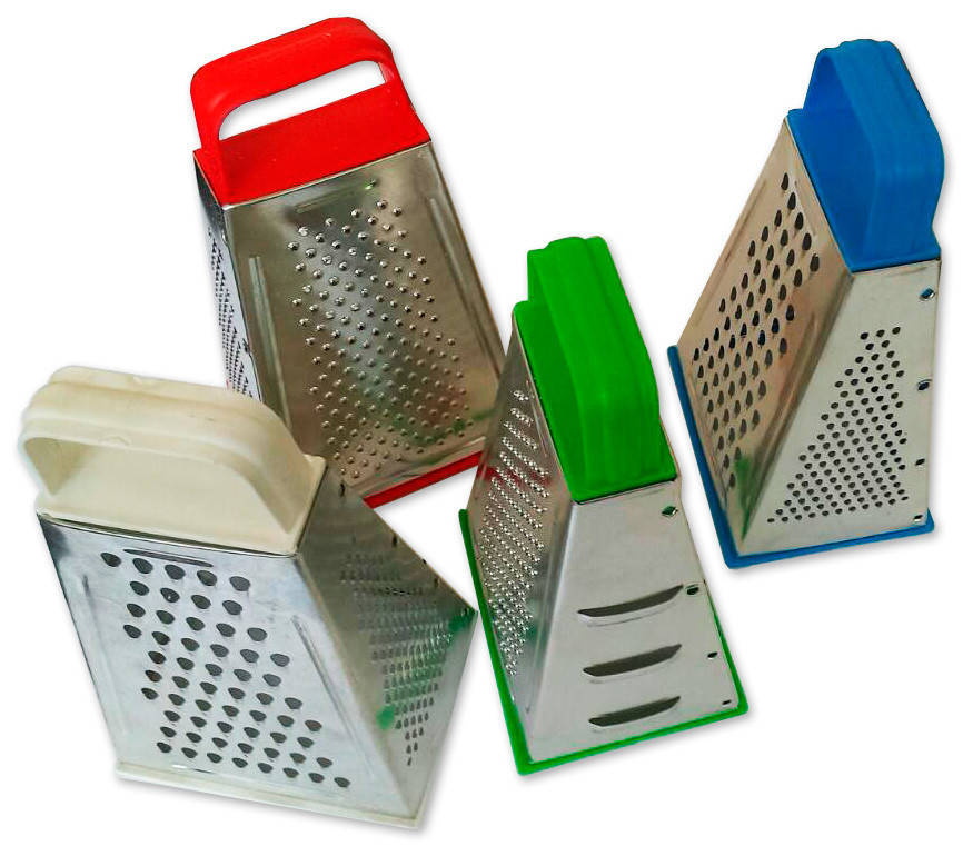 

Тёрка четырёх сторонняя оцинкованная с пластиковой ручкой, Разные цвета