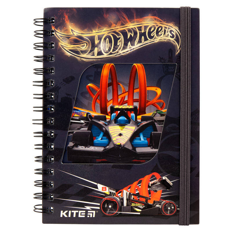 

Блокнот на спіралі з фігурною вирубкою Kite Hot Wheels HW19-229 А6 80 аркушів клітинка