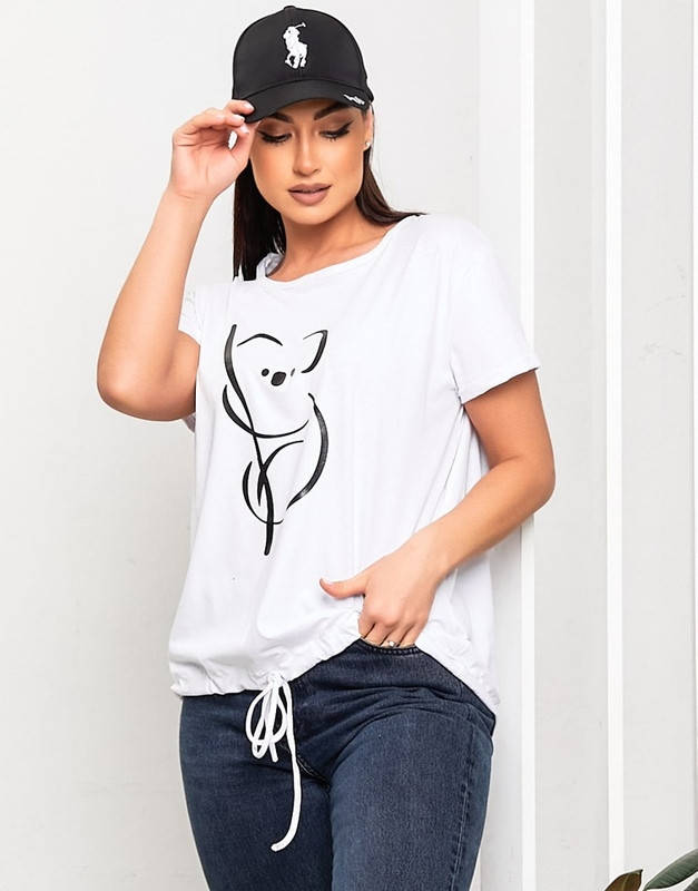 

Футболка белая женская молодежная большого размера 77264 универсальный 48-54, Белый