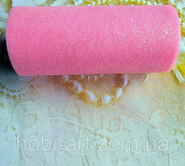 

Фатін з дрібними блискітками ширина 15см (LE-671) рожевий