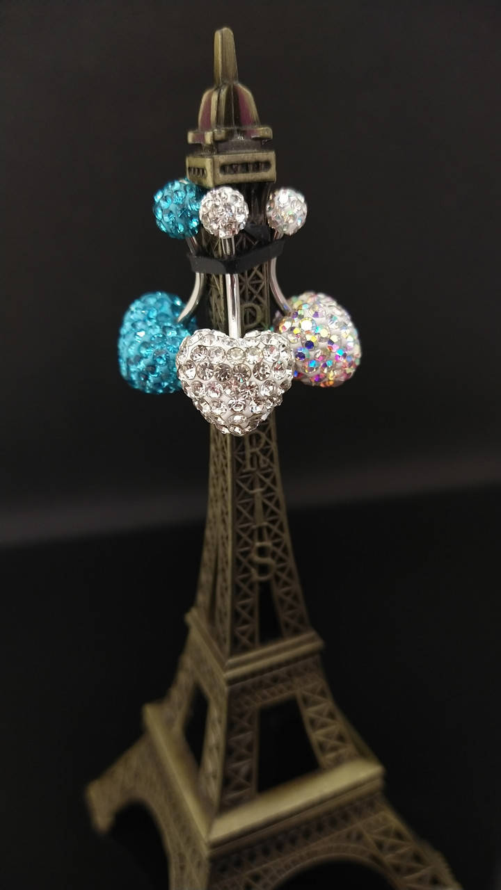 

Сережка сердце с камнями для пирсинга пупка 1 шт медицинская сталь 26 мм