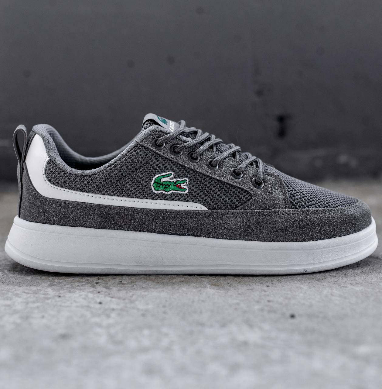 

Серые Текстильные Мужские кеды Lacoste, Серый