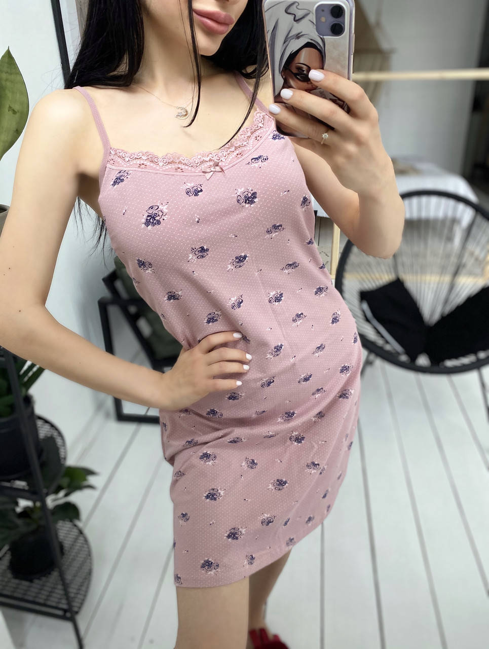 

Ночнушка хлопок L/XL, Пудровый