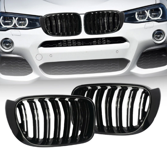 

Двойная Решетка Радиатора Ноздри BMW X3 F25 рестайлинг X4 F26 M стиль Глянец, Черный