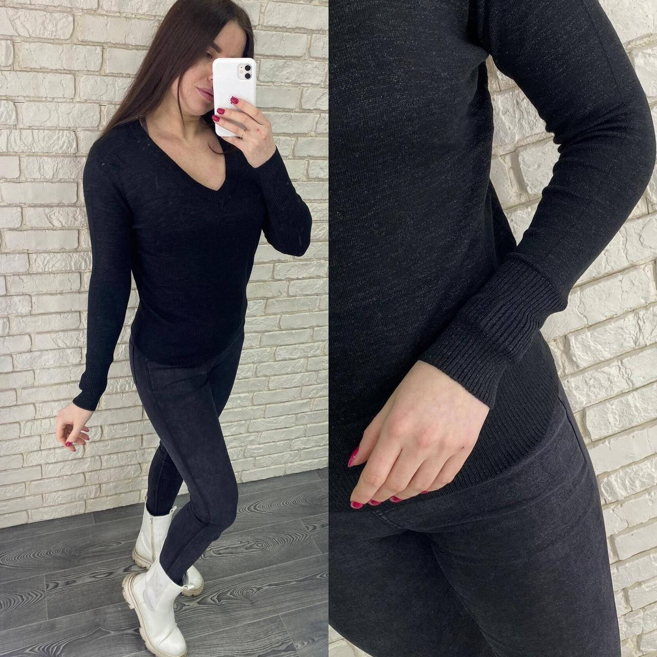 

Стильная базовая женская кофта Ткань "Машинная Вязка+люрекс" 44, 46, 48, 50 размер 44 48, Черный