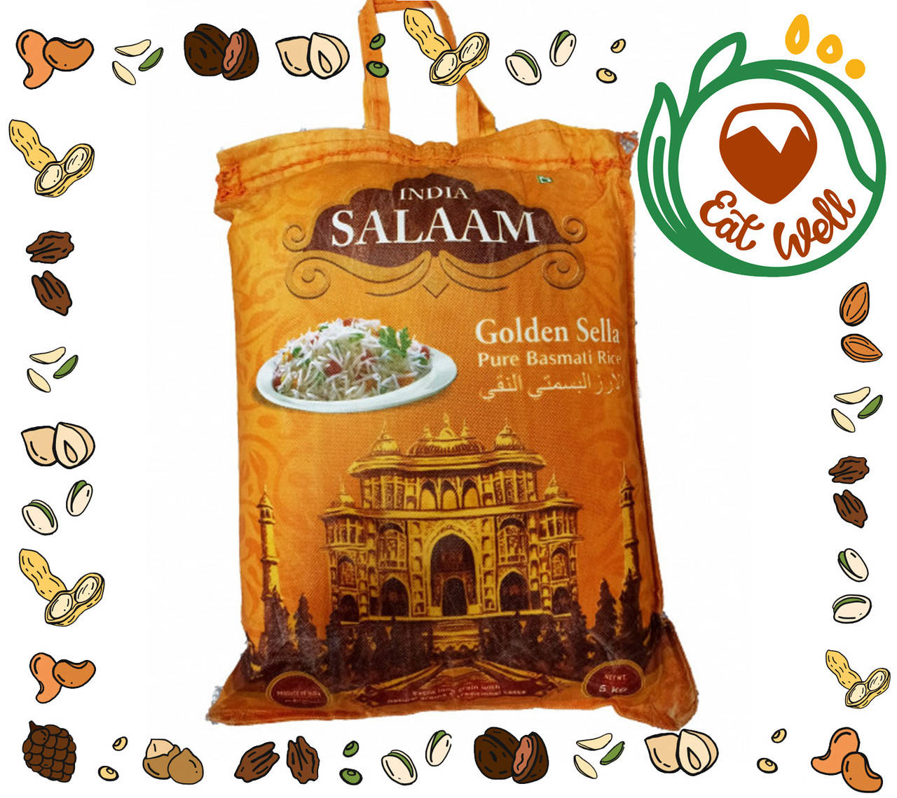 

Рис басмати Золотой пропаренный, Salaam India, мешок 5 кг