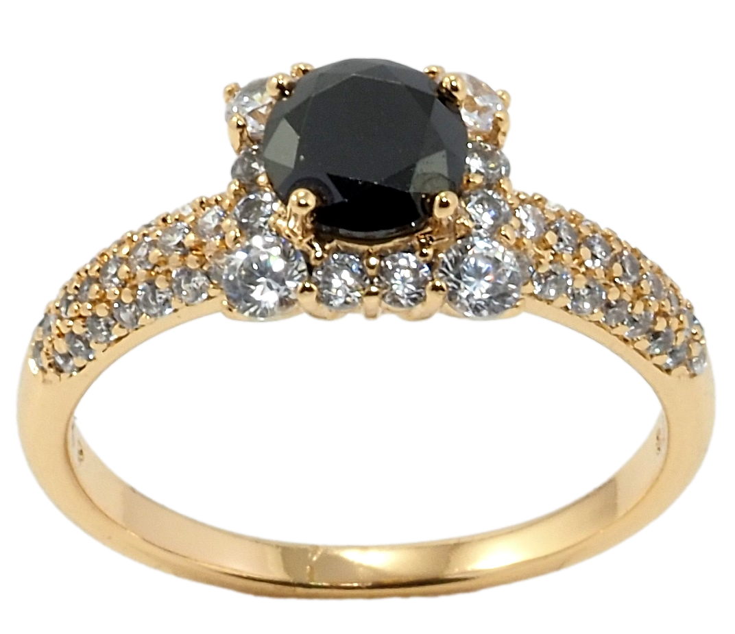 

Кольцо Xuping Позолота 18K "Инкрустация цирконием с черным фианитом" р.18,18.5