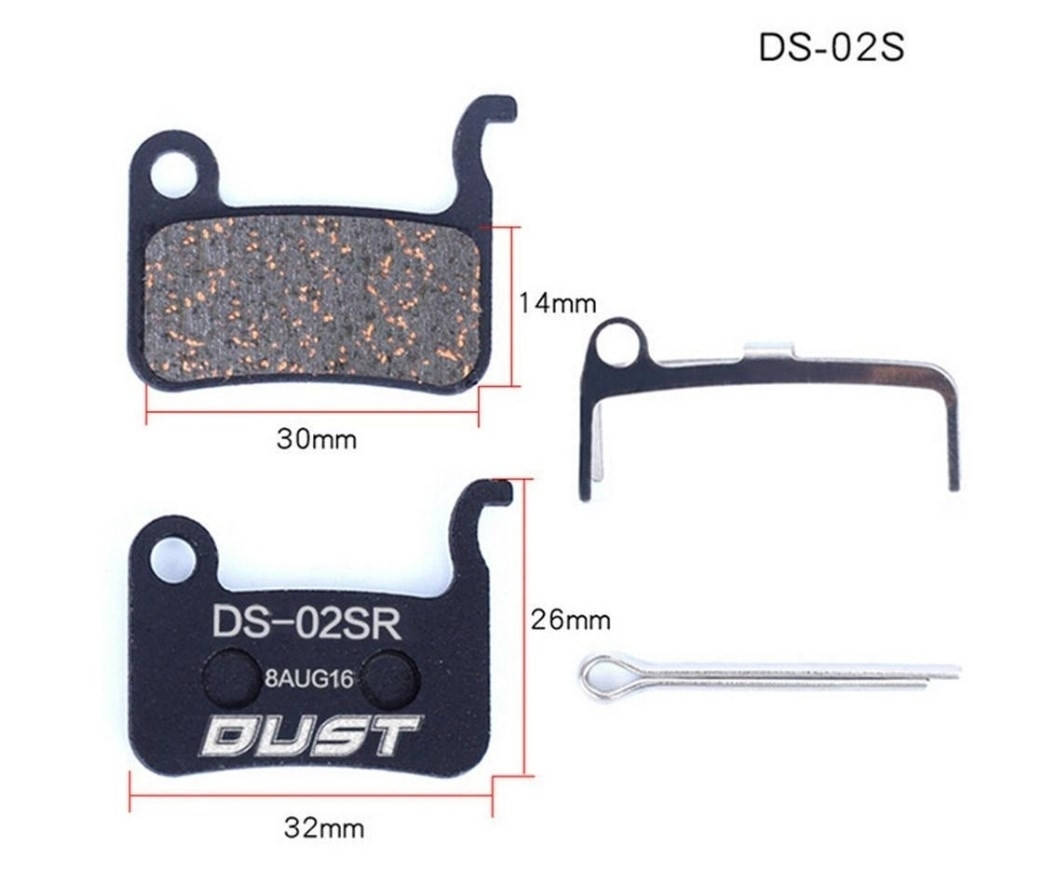 

Колодки тормозные полуметалл disc DUST DS-02S Shimano M975/966/596/800/765/775/601/665/585/545/535, R-505,