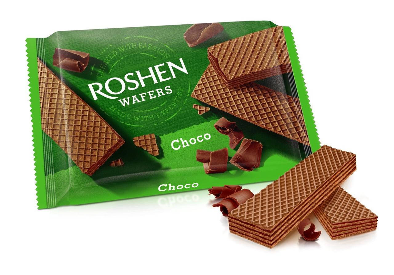 

Шоколадные вафли Рошен Wafers Choco с шоколадной начинкой 72 грамма