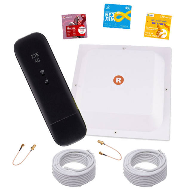 

4G WI-FI комплект "Интернет для дома, дачи, офиса" Киевстар, Lifecell, Vodafone (модем ZTE+антенна мимо17 Дб)