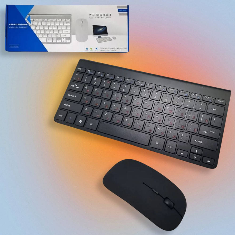 

Клавиатура и мышь беспроводная ультратонкая Ultra-thin Combo универсальная, Черный