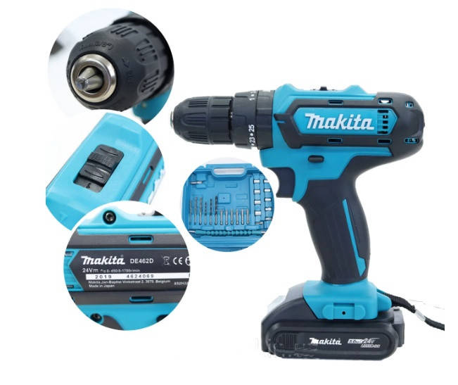 

Ударный шуруповерт MAKITA DE462D (24V/5Ah) с набором инструмента, Польша