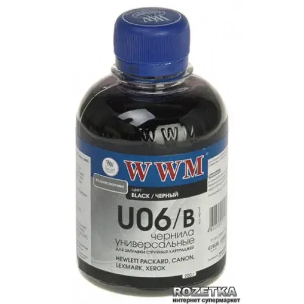 

Чернила для принтера WWM U06 Canon/HP/Lexmark/Xerox 200 мл Black (U06/B)