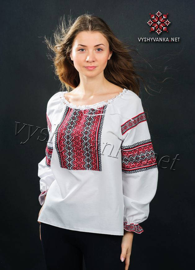 

Вышиванка женская с красным орнаментом, арт. 0038 46, Белый