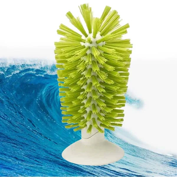 

Щетка-ершик для мытья стаканов и рюмок в силиконовой присоске, 16 см, Зелёный