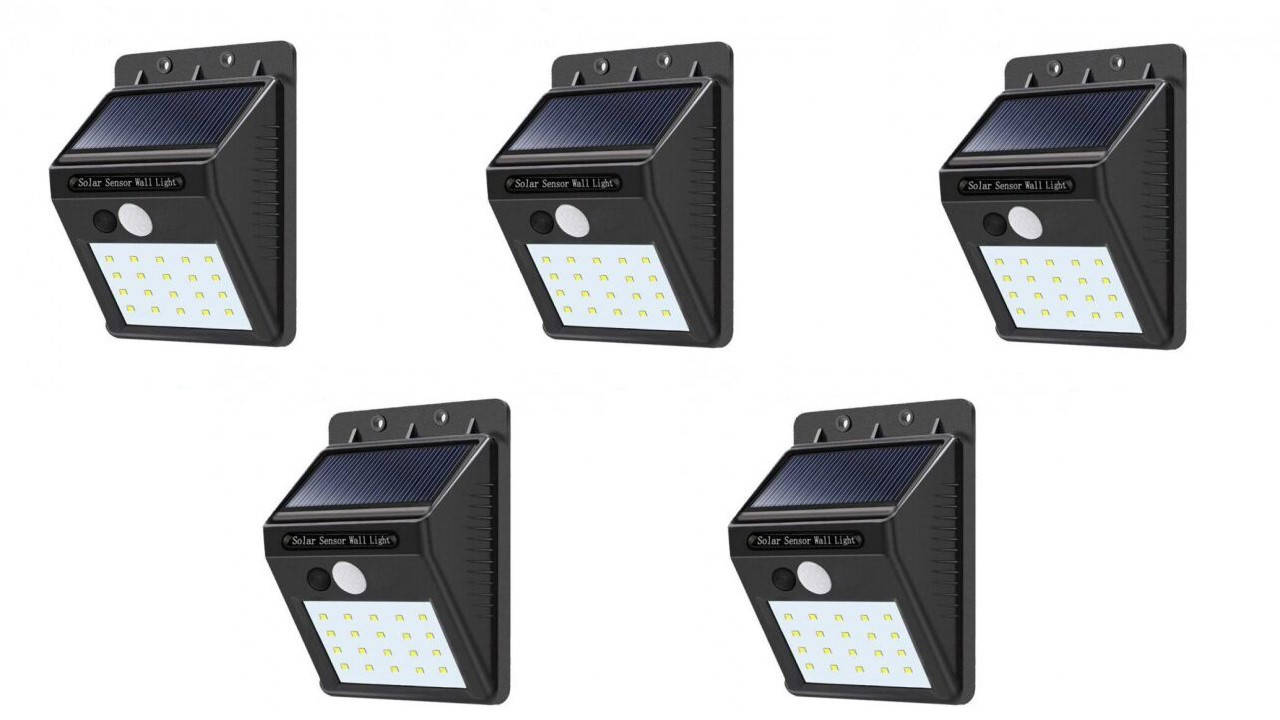 

5 шт в комплекті ліхтар на сонячній батареї з датчиком руху 20LED Настенный уличный фонарь с датчиком движения