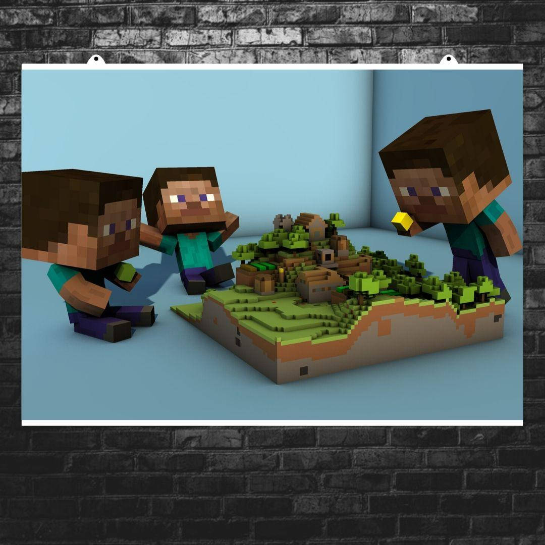 

Постер "Minecraft, Майнкрафт. Крафт втроём". Размер 42x30см (A3). Полуглянец