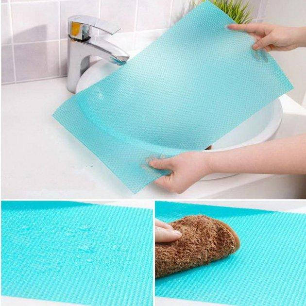 

Антибактериальная силиконовая салфетка-коврик для полочек в холодильник набор 6шт Yueli 30х45 см Голубой