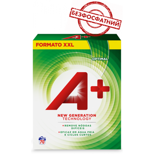 

Бесфосфатный порошок для стирки A+ Универсальный, 4.2 кг (70 стирок)