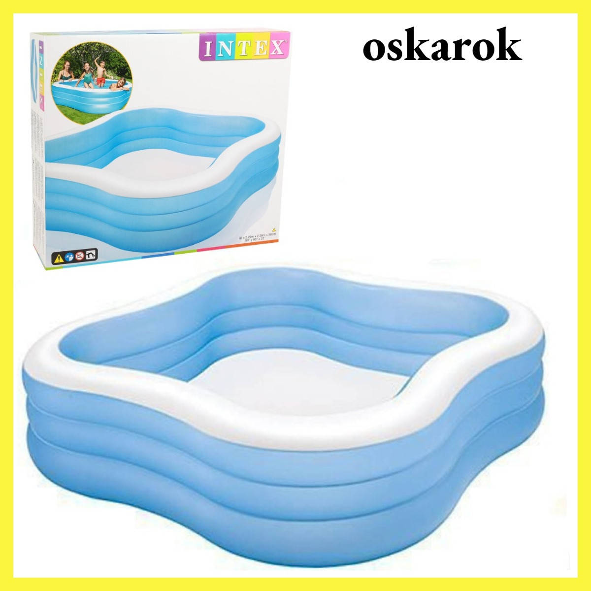 

Детский надувной бассейн Intex 229*229*56 см большой для дома и дачи, для детей и малышей 57495, Белый