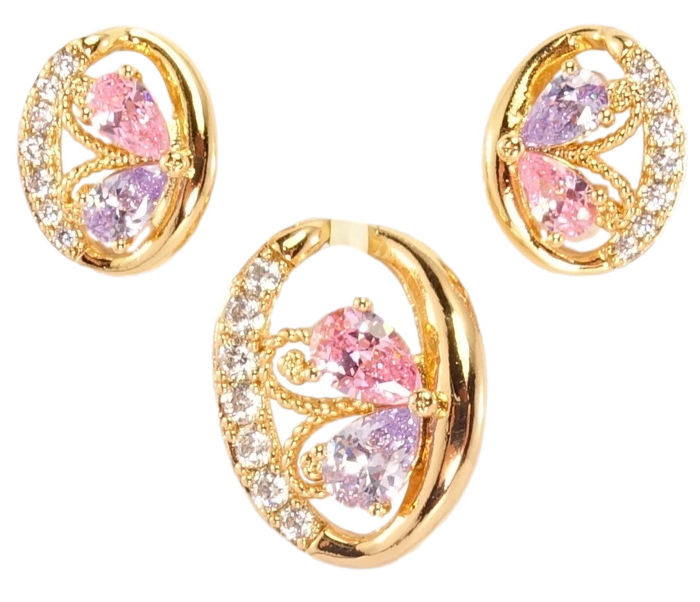 

Набор Xuping Позолота 18K Серьги Кулон "Два кристальных разноцветных лепестка с завитками в овальной оправе"