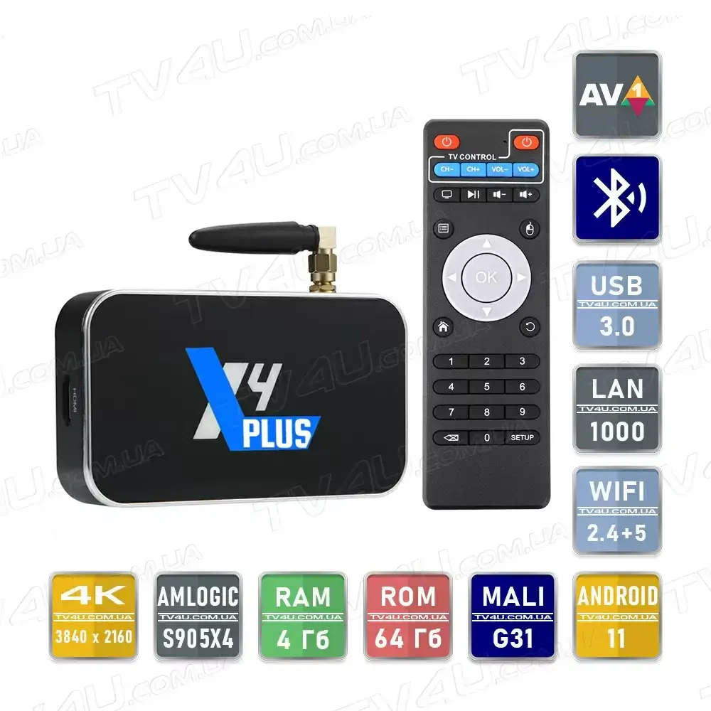 

Смарт ТВ приставка Ugoos X4 Plus 4/64 Гб Smart TV Box Андроид