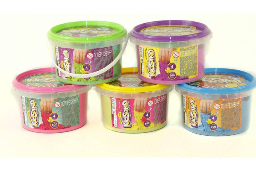 

Творчество "Кинетический песок "KidSand" 500г. в ведре ДАНКО - ТОЙС, Разные цвета