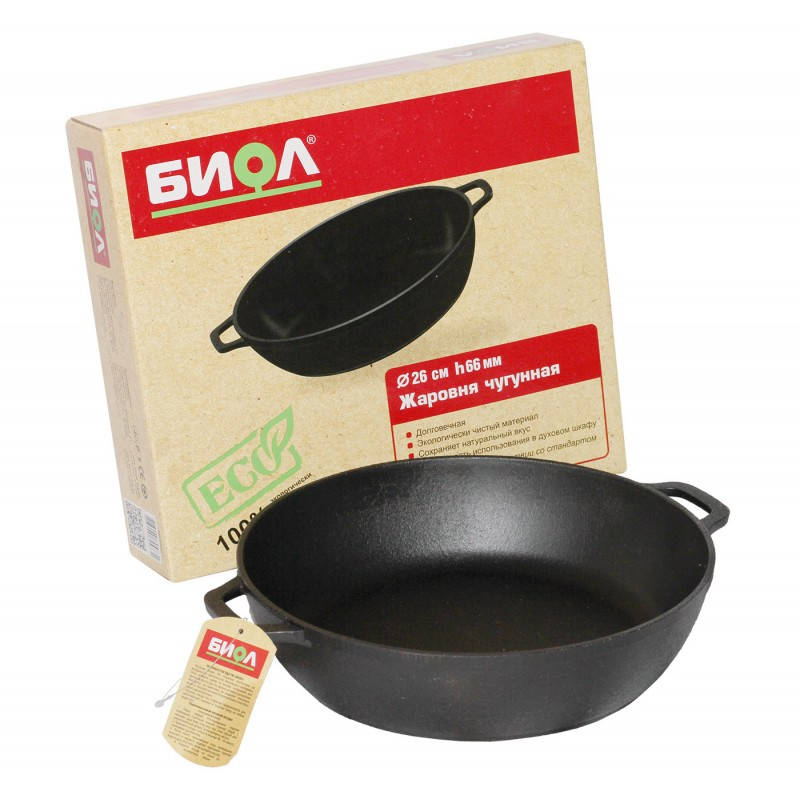 

Жаровня БИОЛ чугунная 26*6,6 см Цвет черный 03261