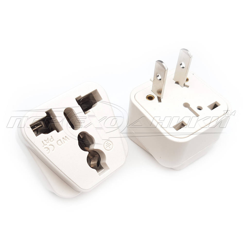 

Универсальный электрический сетевой переходник 10A EU, AU, UK to US (Америка), белый