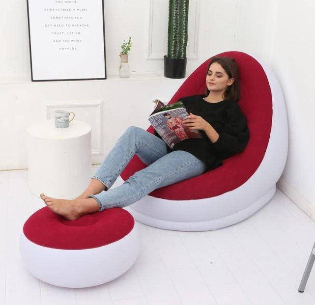 

Надувне крісло з пуфом Air Sofa червоне, Красный