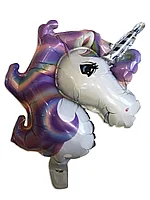 

Фольгированный шарик мини-фигура КНР (49х33 см) Единорог фиолетовый голова, Разные цвета